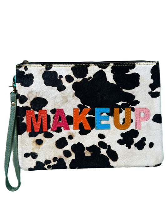 Makeup Word Leather Cosmetics Bag Wristlet