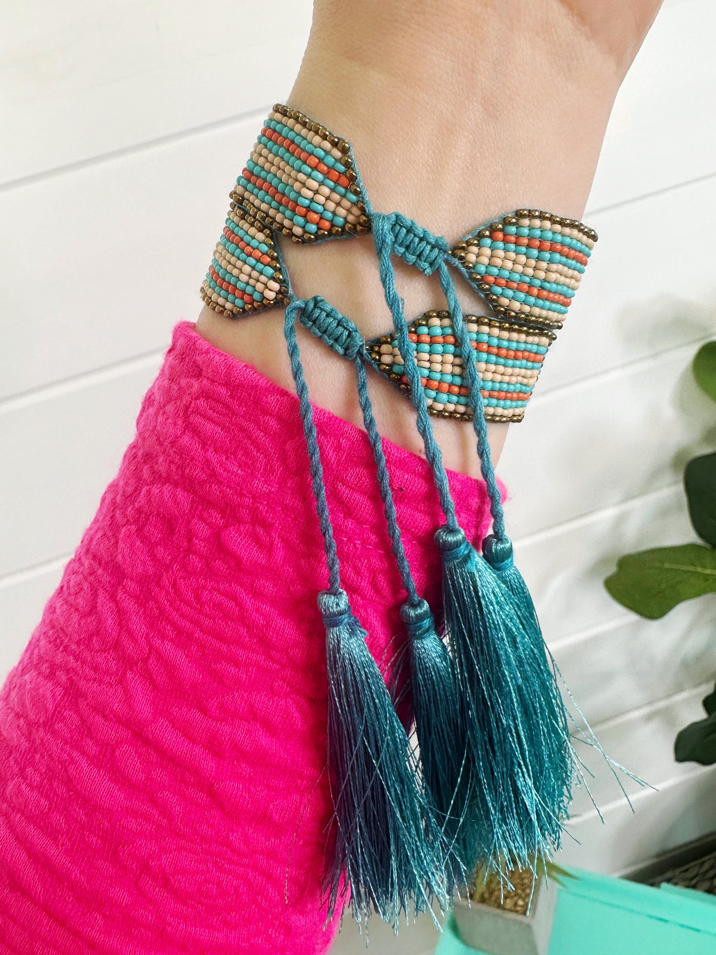 Wholesale Boho Friendship Seed Bead Statement Bracelets with Tassels - Set of 3