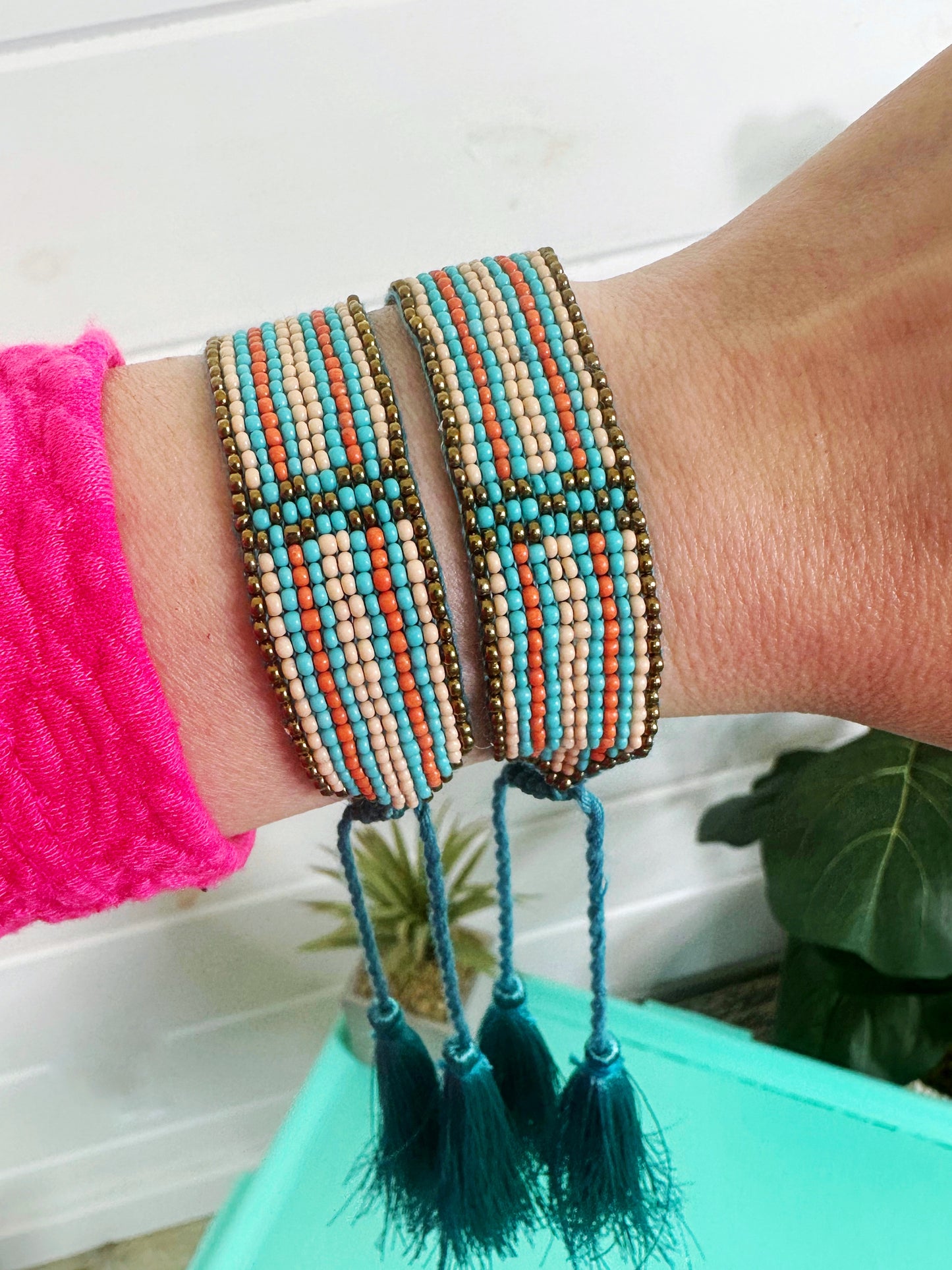 Wholesale Boho Friendship Seed Bead Statement Bracelets with Tassels - Set of 3